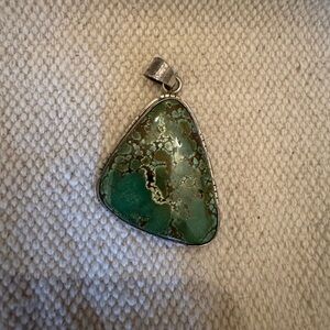 Large genuine turquoise and sterling silver pendant